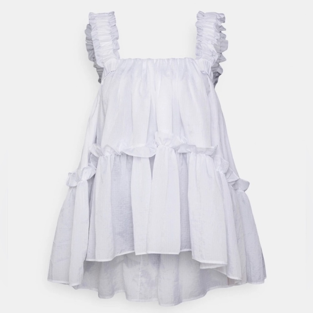 Women's Ruffled White Top - Picture 2 of 14